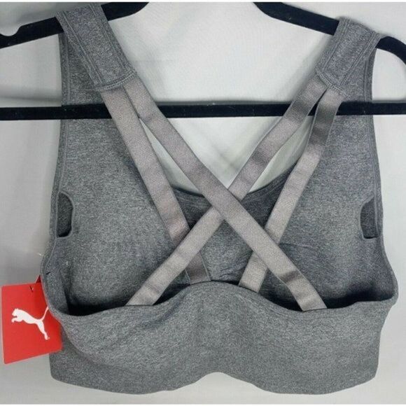 PUMA Women's Seamless Sports Bra Dry Cell Size X Large Color Gray Black Puma New - Picture 7 of 12